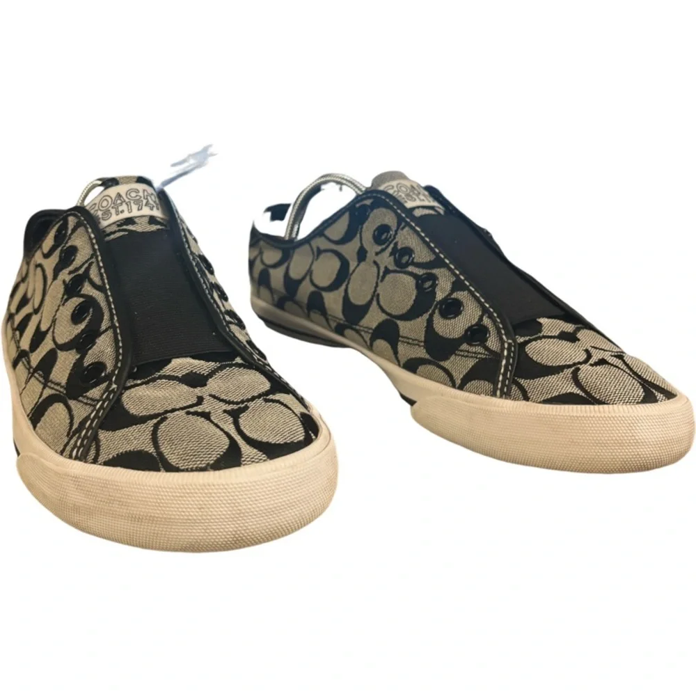 Coach BEV Black Monogram Laceless Slip-On Sneaker Size 9 B - Picture 3 of 9